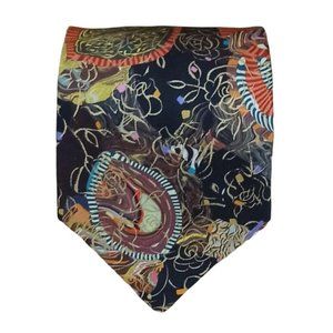 SANTOSTEFANO Black Art Silk Tie ITALY 59”/ 3.7” EC